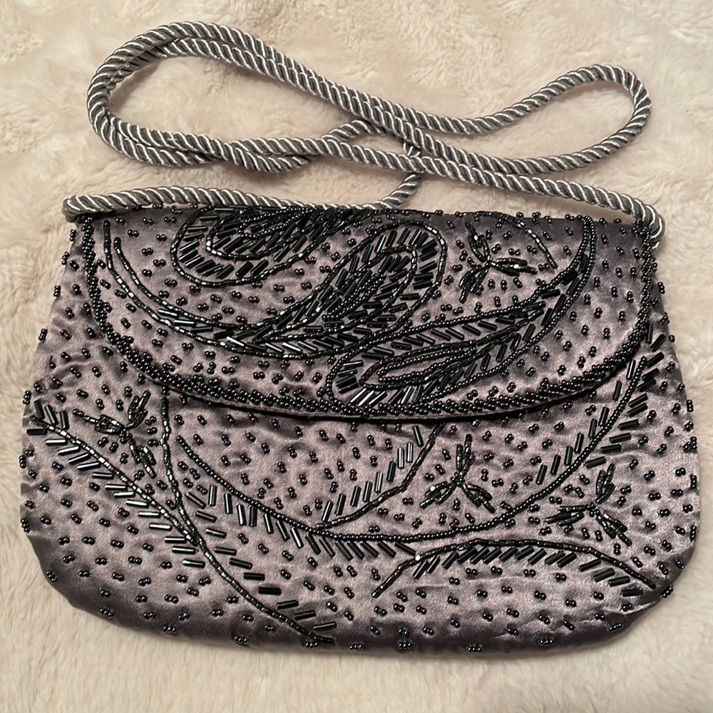 Grey Vintage beaded evening bag